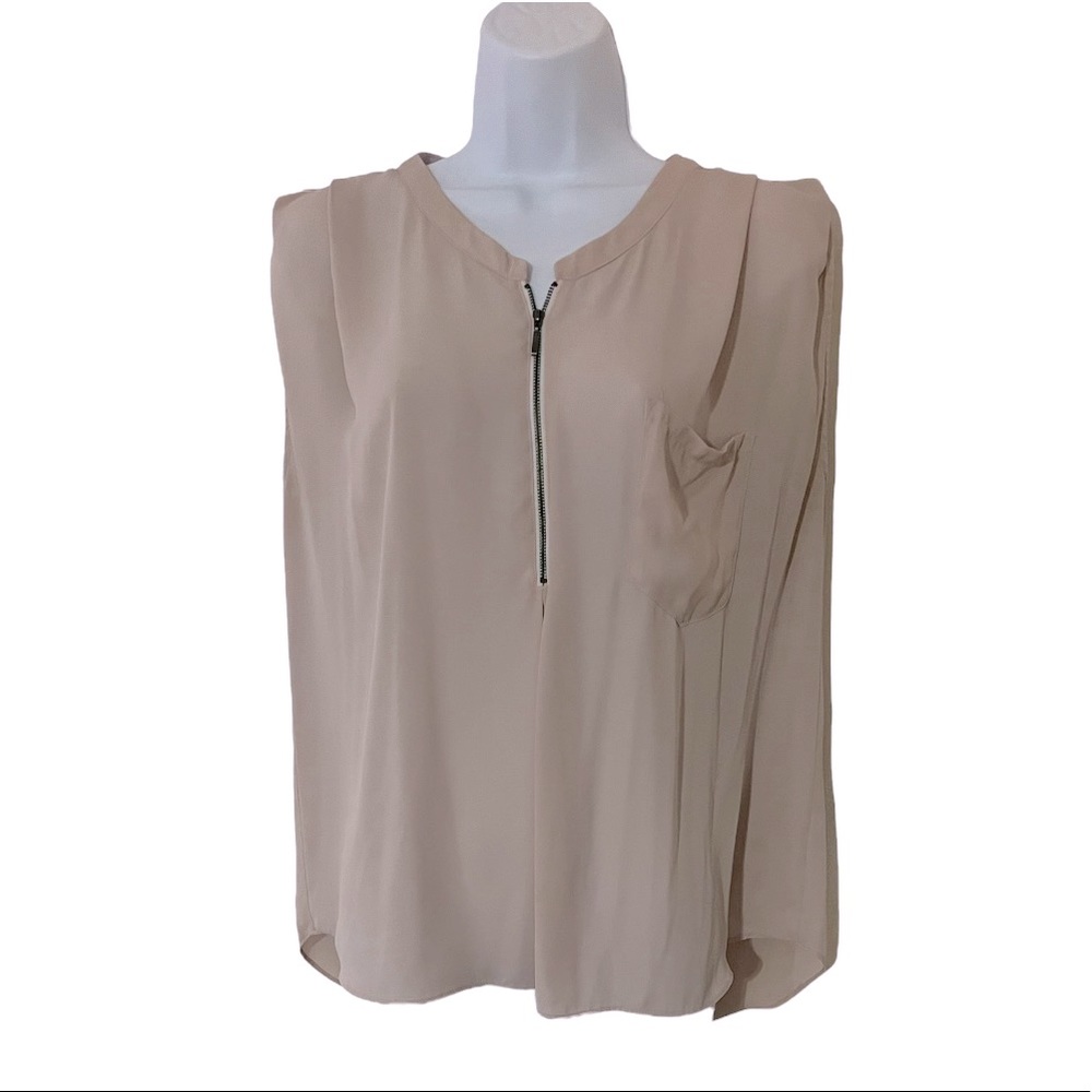 Valette Blush Oversized Pink Sleeveless Zippered Blouse - Size Small
